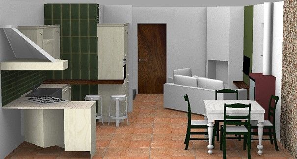 Design e realizzazione, ambiente, progetto cucina e soggiorno 2, moderno Progetto cucina soggiorno